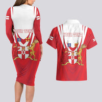 Personalized Northern Ireland Couples Matching Long Sleeve Bodycon Dress and Hawaiian Shirt Coat Of Arms With Map