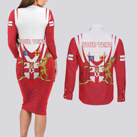 Personalized Northern Ireland Couples Matching Long Sleeve Bodycon Dress and Long Sleeve Button Shirt Coat Of Arms With Map