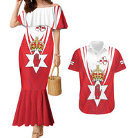 Personalized Northern Ireland Couples Matching Mermaid Dress and Hawaiian Shirt Coat Of Arms With Map