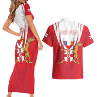 Personalized Northern Ireland Couples Matching Short Sleeve Bodycon Dress and Hawaiian Shirt Coat Of Arms With Map