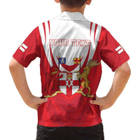 Personalized Northern Ireland Family Matching Off The Shoulder Long Sleeve Dress and Hawaiian Shirt Coat Of Arms With Map