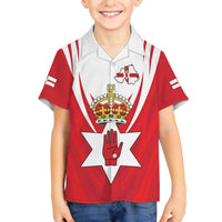 Personalized Northern Ireland Family Matching Off The Shoulder Long Sleeve Dress and Hawaiian Shirt Coat Of Arms With Map
