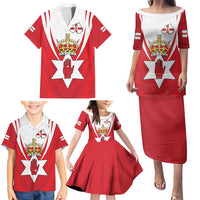 Personalized Northern Ireland Family Matching Puletasi and Hawaiian Shirt Coat Of Arms With Map