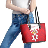 Personalized Northern Ireland Leather Tote Bag Coat Of Arms With Map
