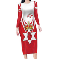Personalized Northern Ireland Long Sleeve Bodycon Dress Coat Of Arms With Map