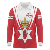 Personalized Northern Ireland Long Sleeve Polo Shirt Coat Of Arms With Map