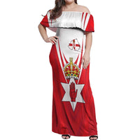 Personalized Northern Ireland Off Shoulder Maxi Dress Coat Of Arms With Map