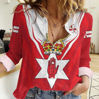 Personalized Northern Ireland Women Casual Shirt Coat Of Arms With Map