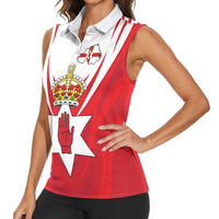 Personalized Northern Ireland Women Sleeveless Polo Shirt Coat Of Arms With Map