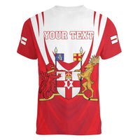 Personalized Northern Ireland Women V-Neck T-Shirt Coat Of Arms With Map