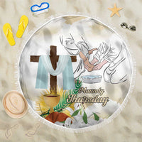 Happy Maundy Thursday Beach Blanket Jesus Christ Washing Feet