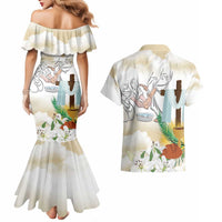 Happy Maundy Thursday Couples Matching Mermaid Dress and Hawaiian Shirt Jesus Christ Washing Feet