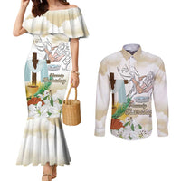 Happy Maundy Thursday Couples Matching Mermaid Dress and Long Sleeve Button Shirt Jesus Christ Washing Feet