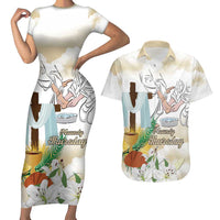 Happy Maundy Thursday Couples Matching Short Sleeve Bodycon Dress and Hawaiian Shirt Jesus Christ Washing Feet