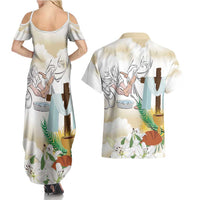 Happy Maundy Thursday Couples Matching Summer Maxi Dress and Hawaiian Shirt Jesus Christ Washing Feet