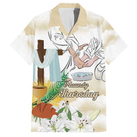 Happy Maundy Thursday Family Matching Off The Shoulder Long Sleeve Dress and Hawaiian Shirt Jesus Christ Washing Feet