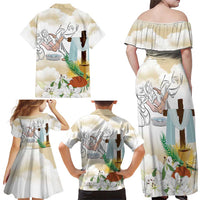 Happy Maundy Thursday Family Matching Off Shoulder Maxi Dress and Hawaiian Shirt Jesus Christ Washing Feet