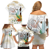 Happy Maundy Thursday Family Matching Off Shoulder Short Dress and Hawaiian Shirt Jesus Christ Washing Feet