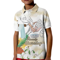 Happy Maundy Thursday Kid Polo Shirt Jesus Christ Washing Feet