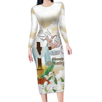 Happy Maundy Thursday Long Sleeve Bodycon Dress Jesus Christ Washing Feet