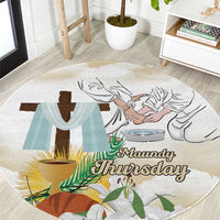Happy Maundy Thursday Round Carpet Jesus Christ Washing Feet