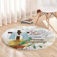 Happy Maundy Thursday Round Carpet Jesus Christ Washing Feet