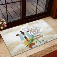 Happy Maundy Thursday Rubber Doormat Jesus Christ Washing Feet