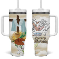 Happy Maundy Thursday Tumbler With Handle Jesus Christ Washing Feet