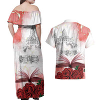 Happy Saint George's Day Couples Matching Off Shoulder Maxi Dress and Hawaiian Shirt Diada de Sant Jordi