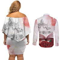 Happy Saint George's Day Couples Matching Off Shoulder Short Dress and Long Sleeve Button Shirt Diada de Sant Jordi