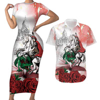 Happy Saint George's Day Couples Matching Short Sleeve Bodycon Dress and Hawaiian Shirt Diada de Sant Jordi
