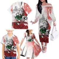 Happy Saint George's Day Family Matching Off The Shoulder Long Sleeve Dress and Hawaiian Shirt Diada de Sant Jordi