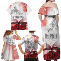 Happy Saint George's Day Family Matching Off Shoulder Maxi Dress and Hawaiian Shirt Diada de Sant Jordi
