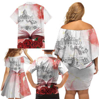Happy Saint George's Day Family Matching Off Shoulder Short Dress and Hawaiian Shirt Diada de Sant Jordi