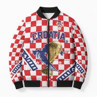 Custom World Football Croatia Bomber Puffer Jacket Fearless Red Check Power