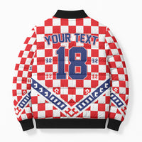 Custom World Football Croatia Bomber Puffer Jacket Fearless Red Check Power