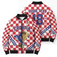 Custom World Football Croatia Bomber Puffer Jacket Fearless Red Check Power