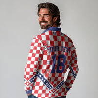 Custom World Football Croatia Long Sleeve Polo Shirt Fearless Red Check Power