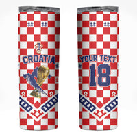 Custom World Football Croatia Skinny Tumbler Fearless Red Check Power