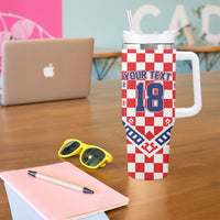 Custom World Football Croatia Tumbler With Handle Fearless Red Check Power