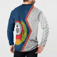 Cape Verde Button Sweatshirt Verde Coat Of Arms And Pattern - Wonder Print Shop