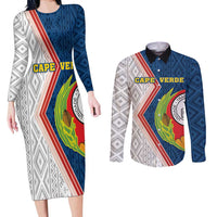 Cape Verde Couples Matching Long Sleeve Bodycon Dress and Long Sleeve Button Shirt Verde Coat Of Arms And Pattern - Wonder Print Shop
