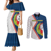 Cape Verde Couples Matching Mermaid Dress and Long Sleeve Button Shirt Verde Coat Of Arms And Pattern