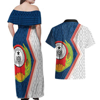 Cape Verde Couples Matching Off Shoulder Maxi Dress and Hawaiian Shirt Verde Coat Of Arms And Pattern - Wonder Print Shop
