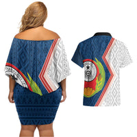 Cape Verde Couples Matching Off Shoulder Short Dress and Hawaiian Shirt Verde Coat Of Arms And Pattern - Wonder Print Shop