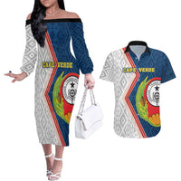 Cape Verde Couples Matching Off The Shoulder Long Sleeve Dress and Hawaiian Shirt Verde Coat Of Arms And Pattern - Wonder Print Shop