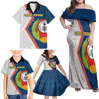 Cape Verde Family Matching Off Shoulder Maxi Dress and Hawaiian Shirt Verde Coat Of Arms And Pattern - Wonder Print Shop
