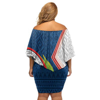 Cape Verde Family Matching Off Shoulder Short Dress and Hawaiian Shirt Verde Coat Of Arms And Pattern - Wonder Print Shop