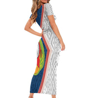 Cape Verde Family Matching Short Sleeve Bodycon Dress and Hawaiian Shirt Verde Coat Of Arms And Pattern - Wonder Print Shop