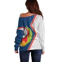 Cape Verde Off Shoulder Sweater Verde Coat Of Arms And Pattern - Wonder Print Shop